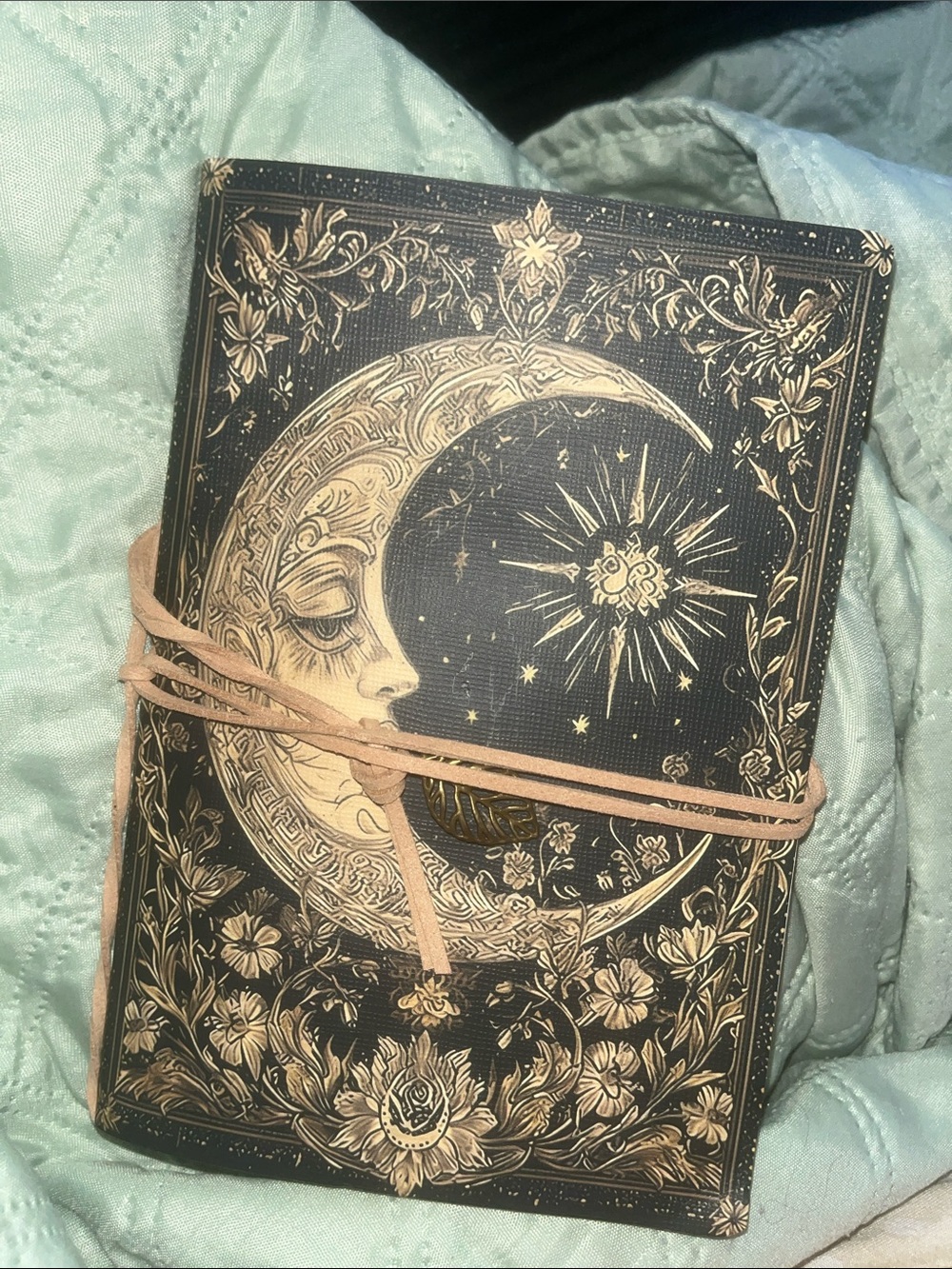 1 x The Celestial Chronicle: Embossed Midnight Moon and Sun Leather Journal